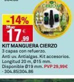 Bricoking -14% 17.99 kit manguera cierzo 3 capas con refuerzo. anti uv. antialgas. kit accesorios. longitud 20 m, 015 mm. disponib oferta