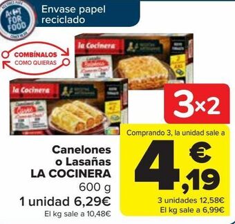 Carrefour Canelones o lasaña la cocinera oferta