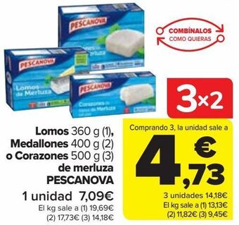 Carrefour Lomos medallones o corazones de merluza pescanova oferta