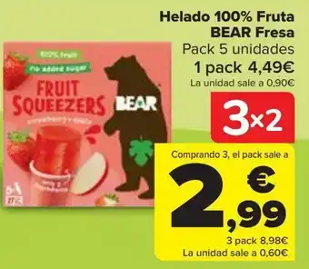 Carrefour Helado 100% fruta bear fresa oferta