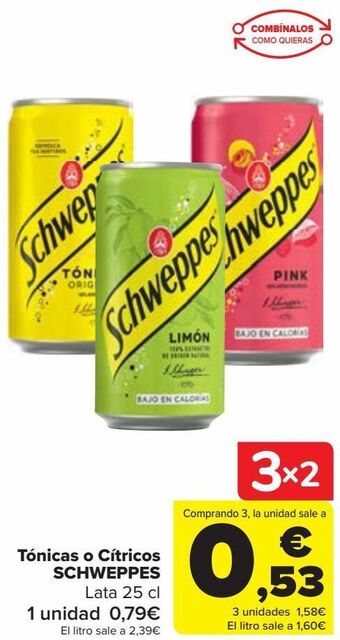 Carrefour Tónicas o cítricos schweppes oferta