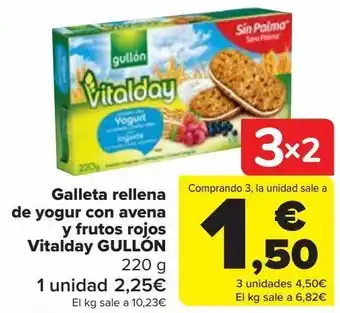 Carrefour Galletas rellena de yogur con avena y frutos rojos vitalday gullón oferta
