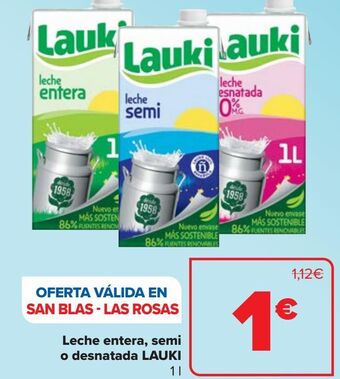 Carrefour Leche entera, semi o desnatada lauki oferta