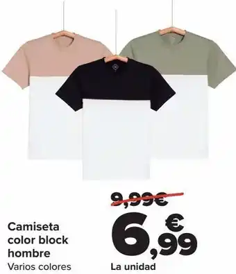 Carrefour Camiseta color block hombre oferta