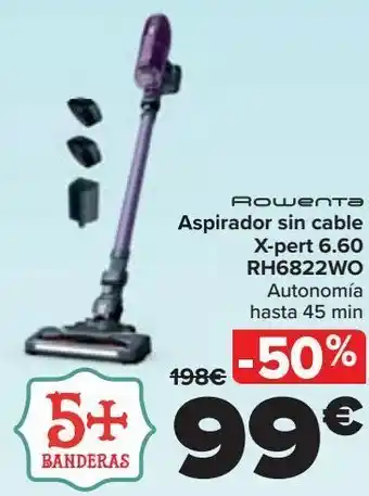 Carrefour Rowenta aspirador sin cable x-pert 6,60 rh6822wo oferta