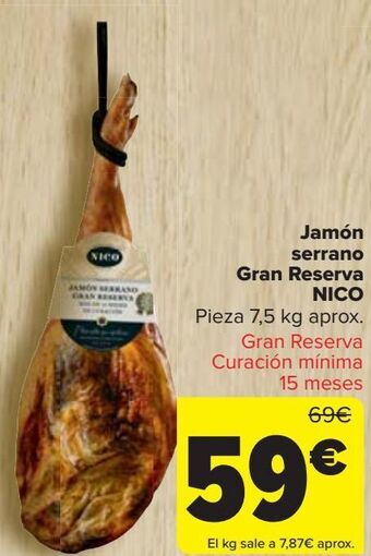 Carrefour Jamón serrano gran reserva nico oferta