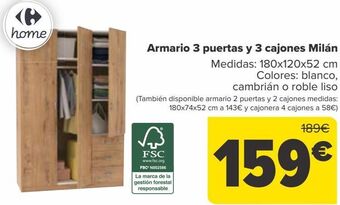 Carrefour Armario 3 puertas y 3 cajones milán oferta