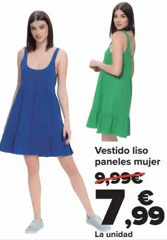 Carrefour Vestido liso paneles mujer oferta