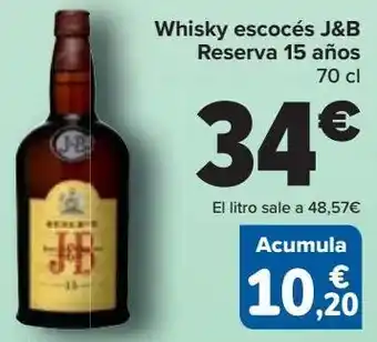 Carrefour Whisky escocés j&b reserva 15 años oferta