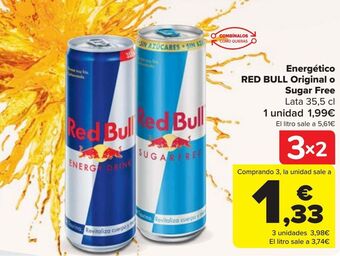Carrefour Energético red bull original o sugar free oferta