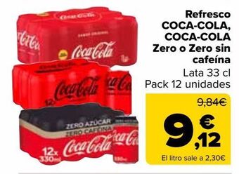Carrefour Market Refresco coca-cola, coca-cola zero o zero sin cafeína oferta