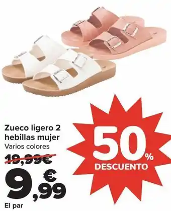 Carrefour Zueco ligero 2 hebillas mujer oferta