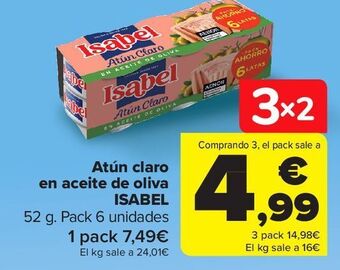 Carrefour Atún claro en aceite de oliva isabel oferta