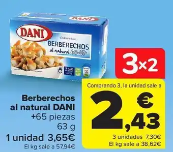 Carrefour Berberechos al natural dani oferta