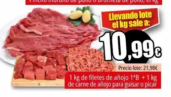 Unide Market 1 kg de filetes de añojo 1ª b + 1 kg de carne de añojo para guisar o picar oferta