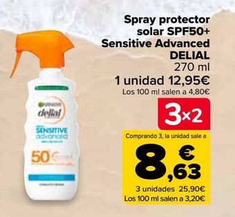 Carrefour Market Spray protector solar spf50+ sensitive advanced delial oferta