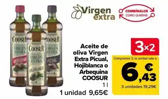Carrefour Market Aceite de oliva virgen extra piual, hojiblanca o arbequina coosur oferta