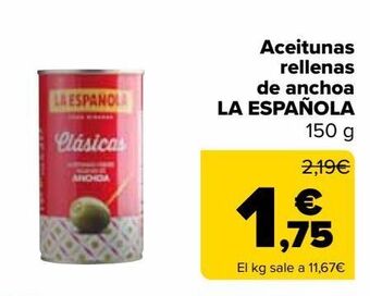 Carrefour Market Aceitunas rellenas de anchoa la española oferta