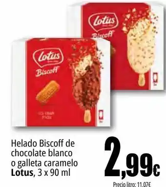 Helado biscoff de chocolate blanco o galleta caramelo lotus