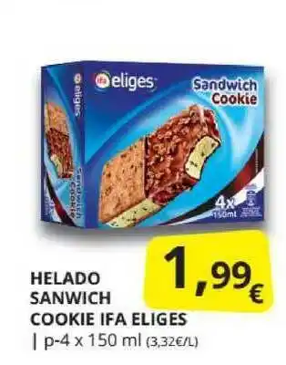 Supermercados MAS Helado Sandwich Cookie Ifa Eliges 150ml oferta