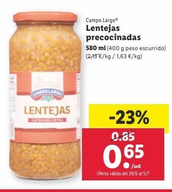 Lidl Lentejas campo largo oferta