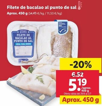 Lidl Filetes de bacalao oferta