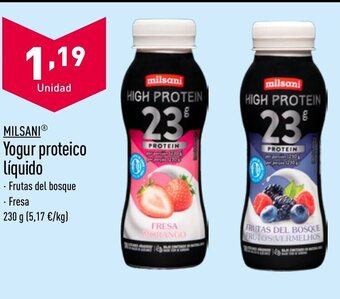 ALDI MILSANIⓇ Yogur proteico líquido oferta