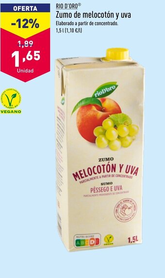 ALDI RIO D'OROⓇ Zumo de melocotón y uva oferta