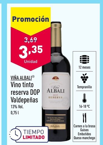ALDI VIÑA ALBALIⓇ Vino tinto reserva DOP Valdepeñas oferta
