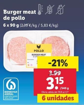 Lidl Hamburguesas de pollo oferta
