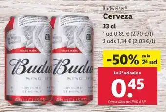 Lidl Cerveza budweiser oferta