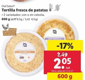 Lidl Tortilla de patatas chef select oferta