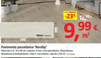 Bauhaus Pavimento porcelánico pav nordby nano white 15x90 1,215m² oferta