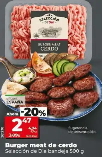 Dia Burger meat de cerdo oferta
