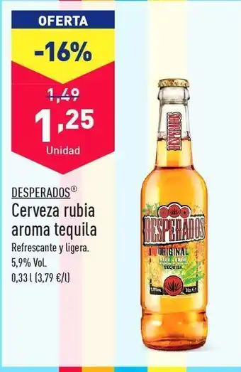 ALDI Cerveza con tequila desperados oferta
