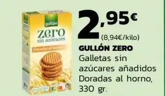 Supermercados Lupa GULLÓN ZERO Galletas sin azúcares añadidos Doradas al horno, 330 gr. oferta