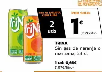 Supermercados Lupa TRINA Sin gas de naranja o manzana, 33 cl. oferta