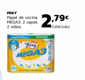 Supermercados Lupa FOXY Papel de cocina MEGA3, 2 capas, 2 rollos. oferta