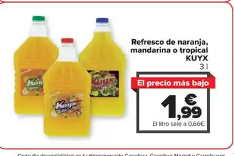 Carrefour Refresco de naranja, mandarina o tropical KUYX 3 L oferta