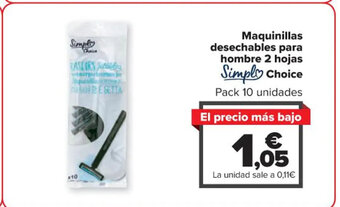 Carrefour Maquinillas desechables para hombre 2 hojas Simply Choice oferta
