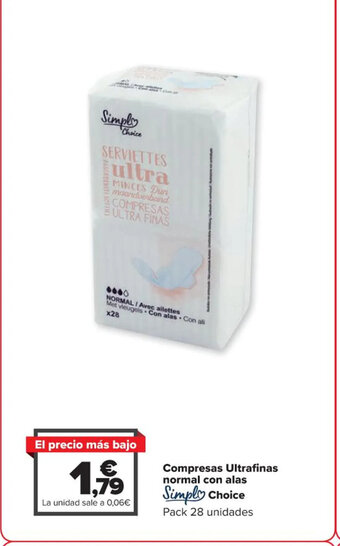 Carrefour Compresas Ultrafinas normal con alas Simply Choice oferta