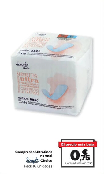 Carrefour Compresas Ultrafinas normal Simply Choice oferta
