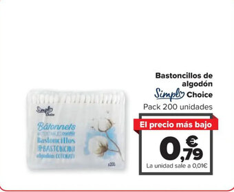 Carrefour Bastoncillos de algodón Simply Choice oferta