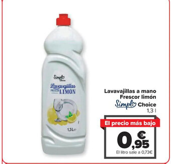 Carrefour Lavavajillas a mano Frescor limón Simply Choice oferta