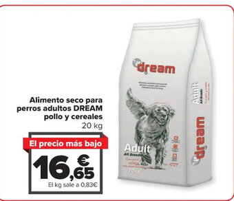 Carrefour Alimento seco para perros adultos DREAM pollo y cereales 20 kg oferta