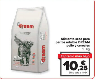 Carrefour Alimento seco para perros adultos DREAM pollo y cereales 10 kg oferta