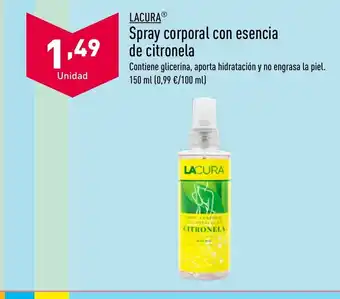 ALDI LACURAⓇ Spray corporal con esencia de citronela oferta