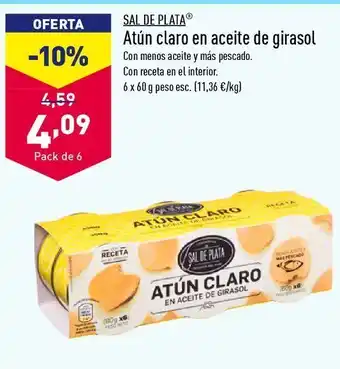 ALDI Atún claro en aceite de girasol sal de plata oferta