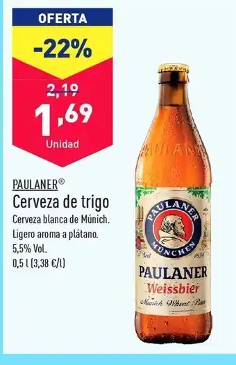 ALDI Cerveza de trigo paulaner oferta