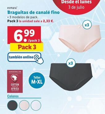Lidl Braguitas esmara oferta